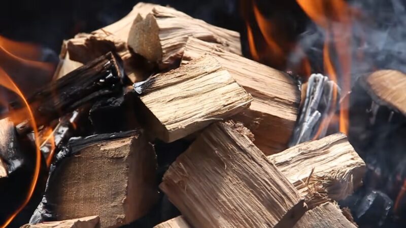 Natural Wood cooking on a Charcoal Grill